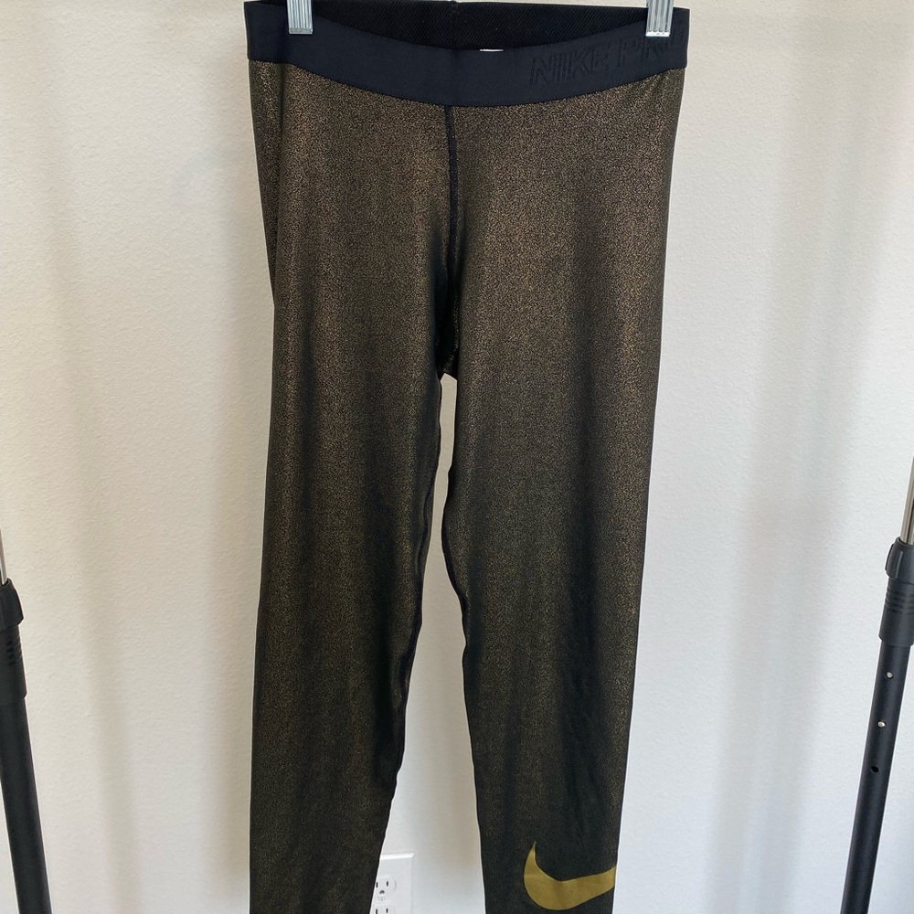 Nike Black and Gold Sparkle Leggings
